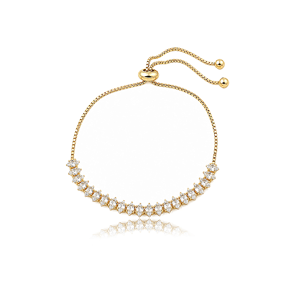 Pulseira gravatinha riviera zircônias navetes ouro semijoia 5364205