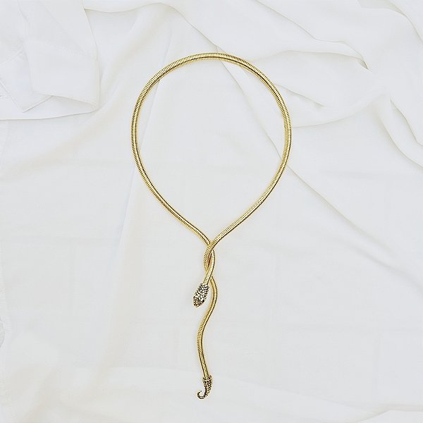 Colar Elaine Palma serpente ouro semijoia