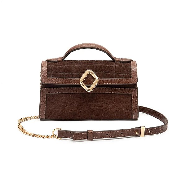 Bolsa Isla Tophandle Aurora Camurça Croco Café