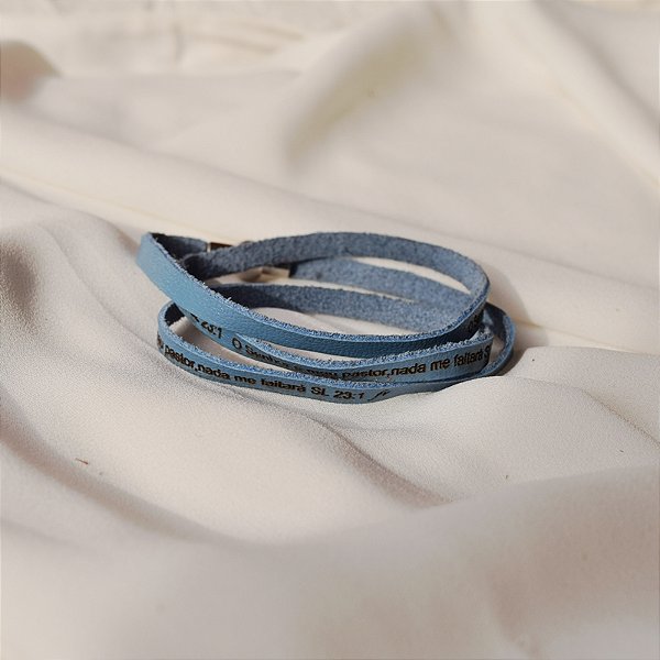 Pulseira Fernanda Villela couro azul Salmo 23