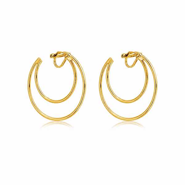 Brinco pressão argola dupla fina ouro semijoia 7305605