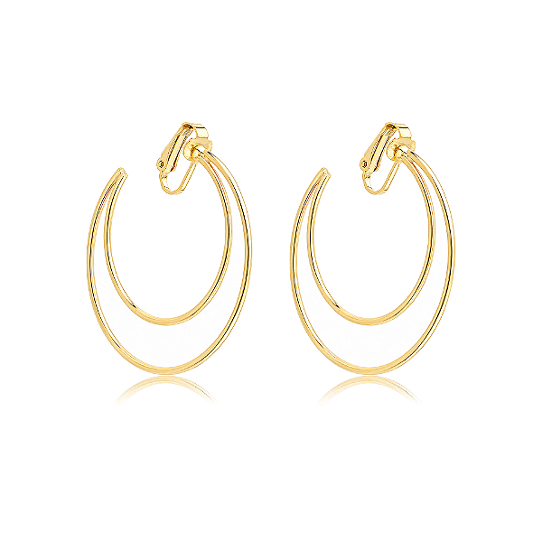 Brinco pressão argola dupla fina g ouro semijoia 7305705