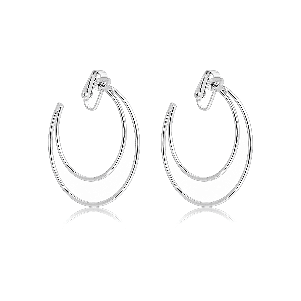Brinco pressão argola dupla fina g ródio semijoia 7305705