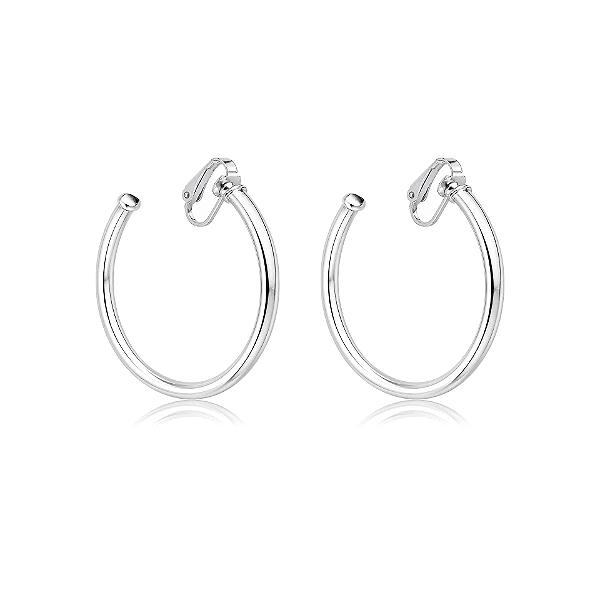 Brinco pressão argola tubo lisa g ródio semijoia 7303905