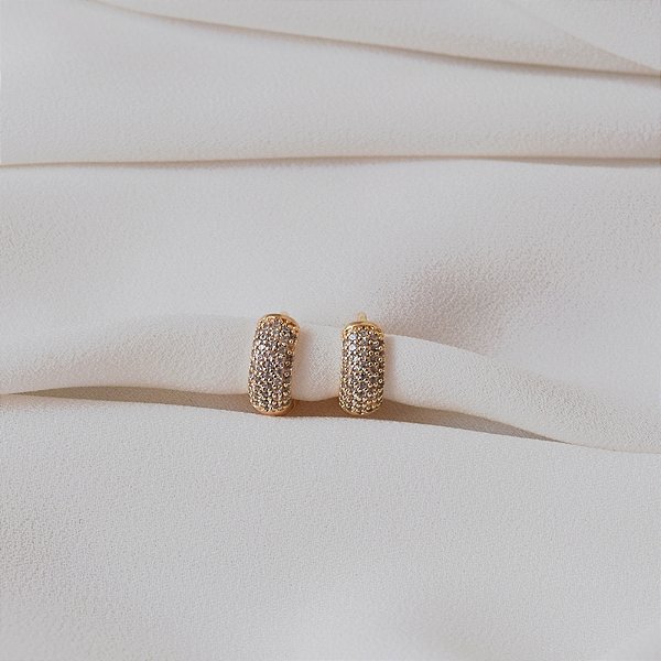 Brinco argolinha zircônia ouro semijoia 18k10017