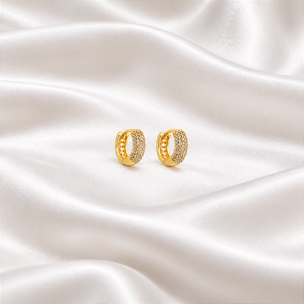 Brinco Argolinha Zircônia Ouro Semijoia 18k10017