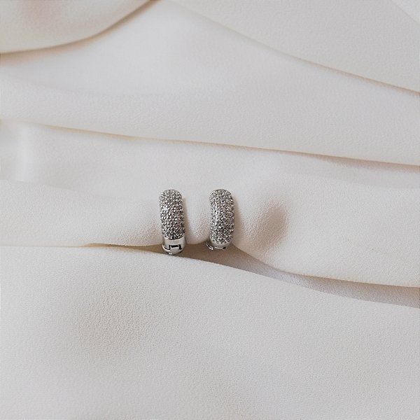 Brinco argolinha zircônia ródio semijoia 18k10017