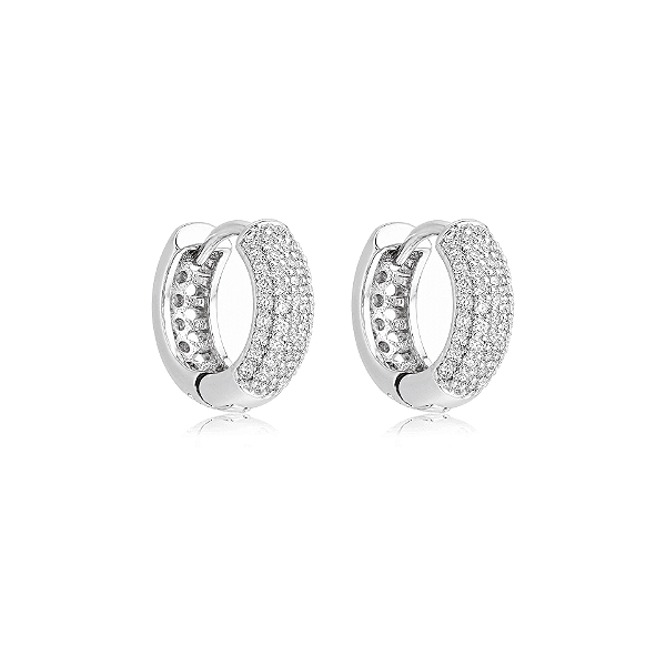 Brinco argolinha zircônia ródio semijoia 18k10017