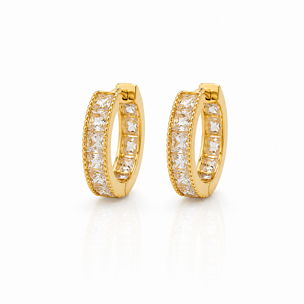 Brinco argolinha zircônia ouro semijoia 11a04022