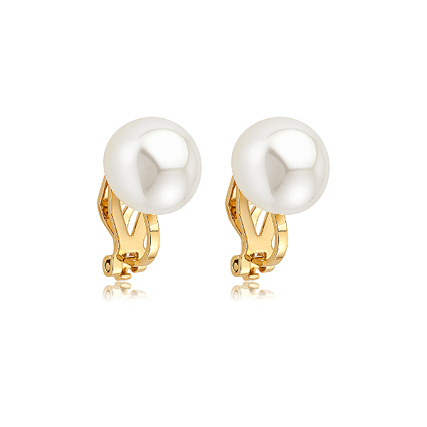 Brinco pressão pérola meia esfera ouro semijoia VB0765