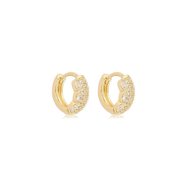 Brinco argolinha zircônias ouro semijoia 24k20005
