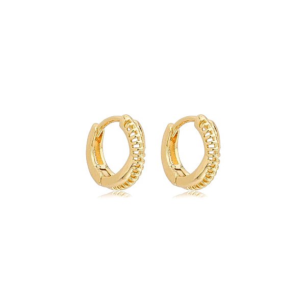 Brinco argolinha segundo furo vazada ouro semijoia 26k08056
