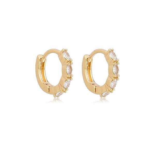 Brinco argolinha segundo furo zircônia ouro semijoia 26k08049