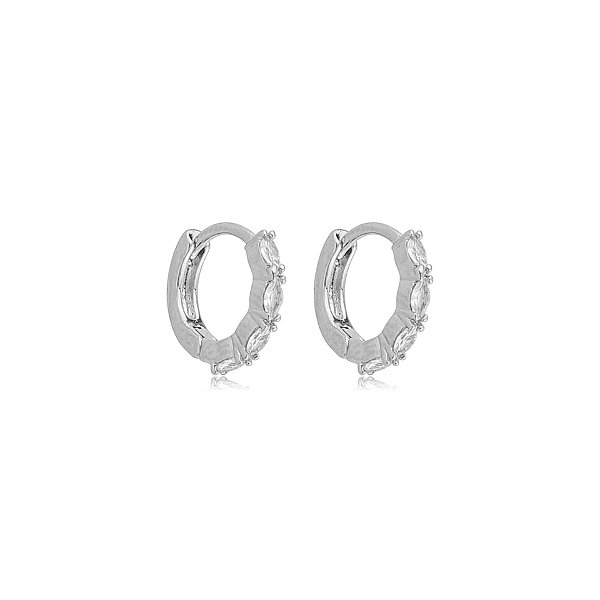 Brinco argolinha segundo furo zircônia ródio semijoia 26k08049
