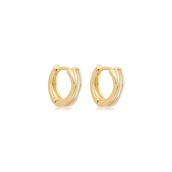 Brinco argolinha segundo furo madrepérola ouro semijoia 26k01009