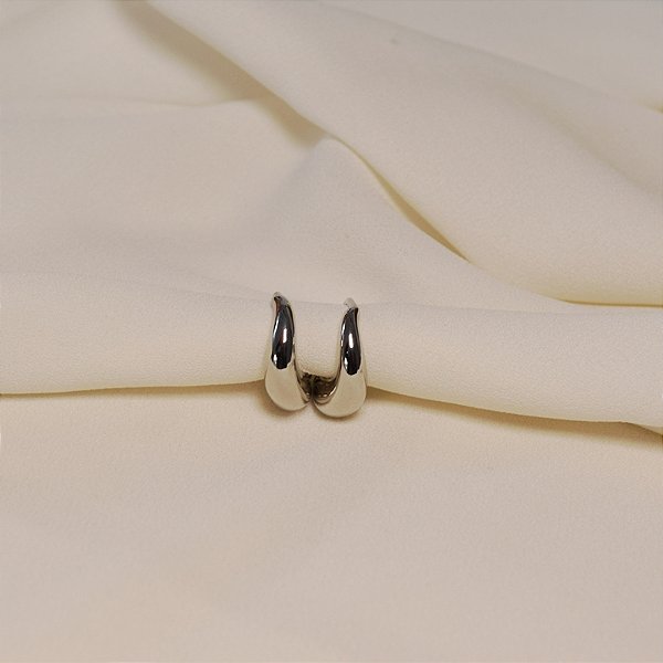 Brinco argolinha lisa ródio semijoia 26k08042