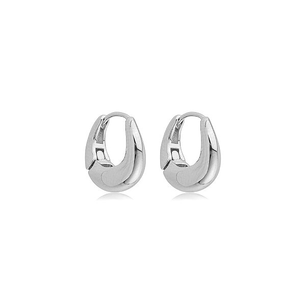 Brinco argolinha lisa ródio semijoia 26k08042