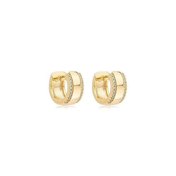 Brinco argolinha zircônia ouro semijoia 26k08077