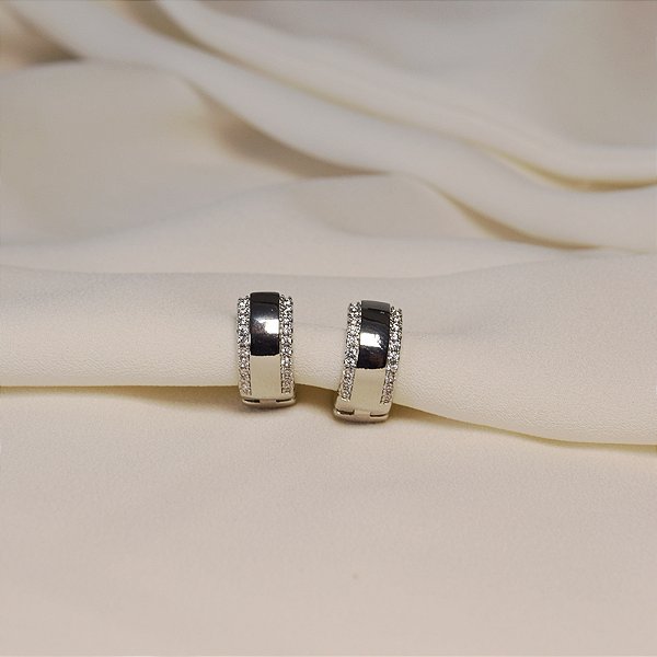 Brinco argolinha zircônia ródio semijoia 26k08077