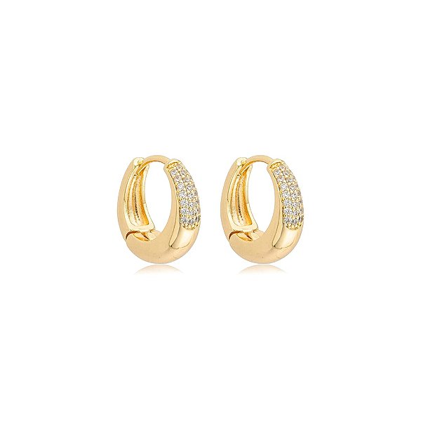 Brinco argolinha zircônia ouro semijoia 26k08043