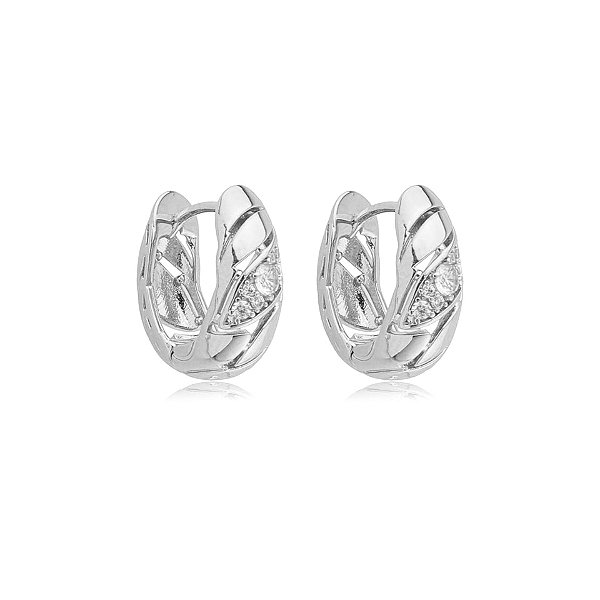Brinco argolinha trabalhada zircônia ródio semijoia 26k08015
