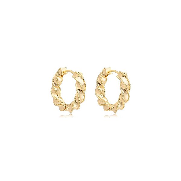 Brinco argolinha torcida ouro semijoia 26k08066