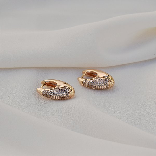 Brinco argolinha v zircônia ouro semijoia 26k08010