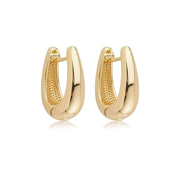 Brinco argolinha abaulada ouro semijoia 18k09001