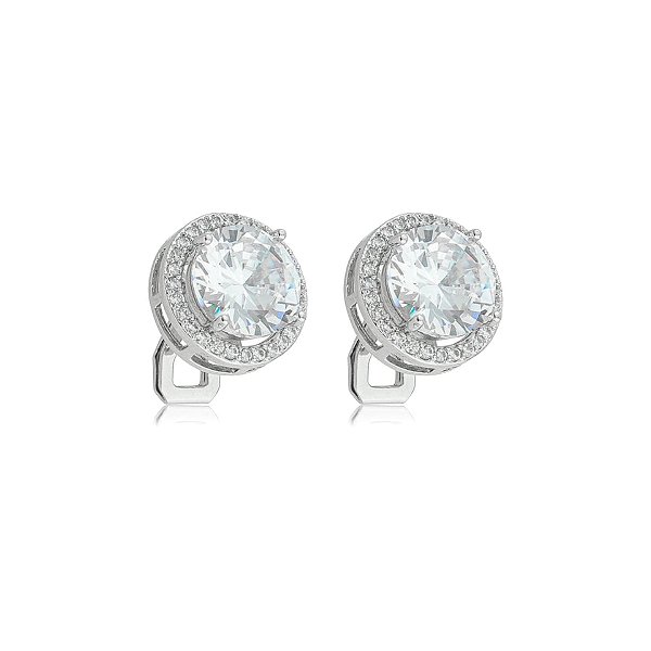 Brinco pressão redondo zircônia cristal ródio semijoia