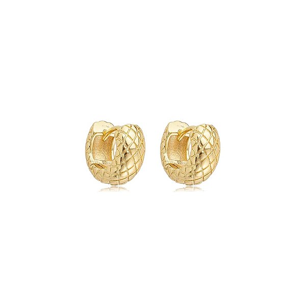 Brinco argolinha texturizada ouro semijoia 25a02045