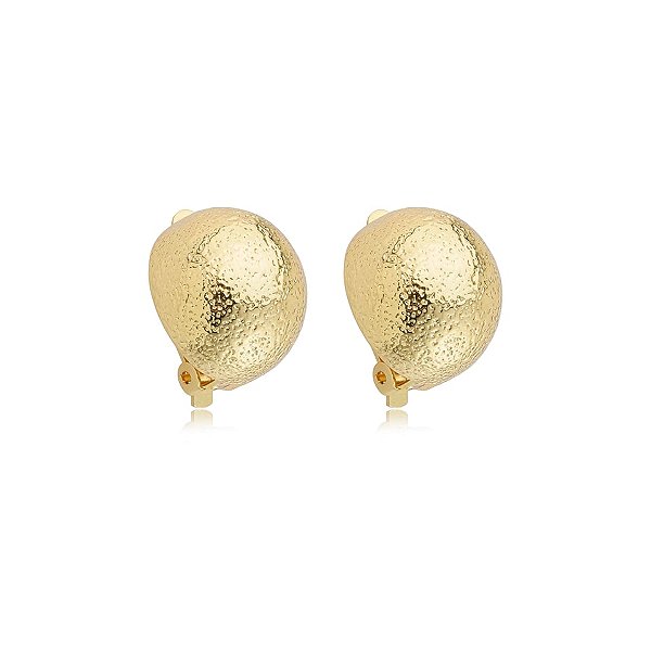 Brinco pressão meia esfera texturizada ouro semijoia