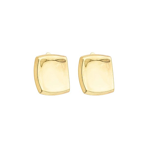 Brinco pressão quadrado abaulado ouro semijoia