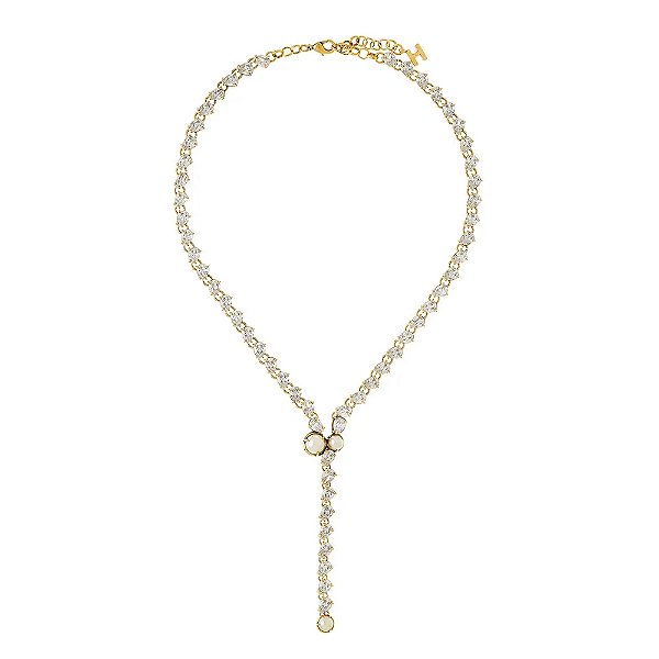 Colar Hector Albertazzi pérolas zircônias ouro vintage
