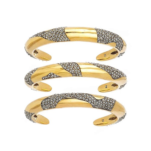 Kit 3 Pulseiras Hector Albertazzi bangle animal print ouro vintage