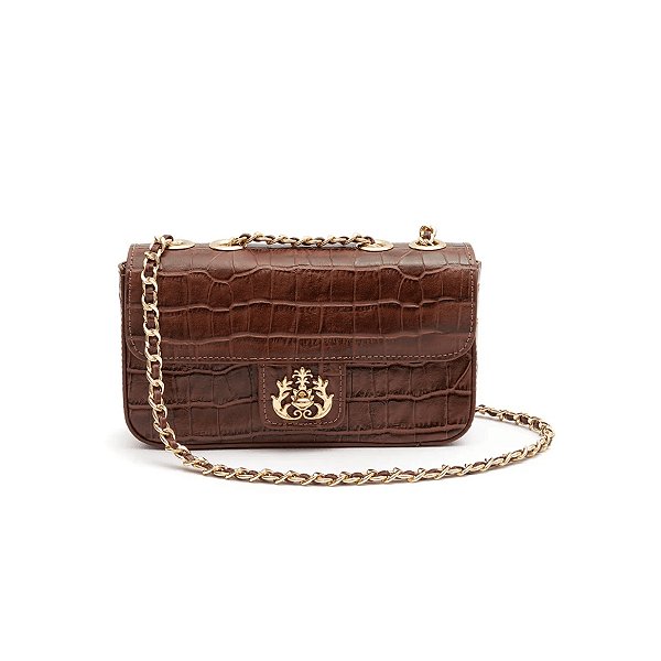 Bolsa Isla Anne Couro Maxi Croco Pinhão