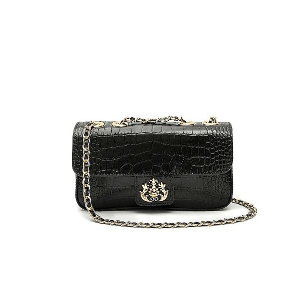 Bolsa Isla Anne Couro New Croco Preto