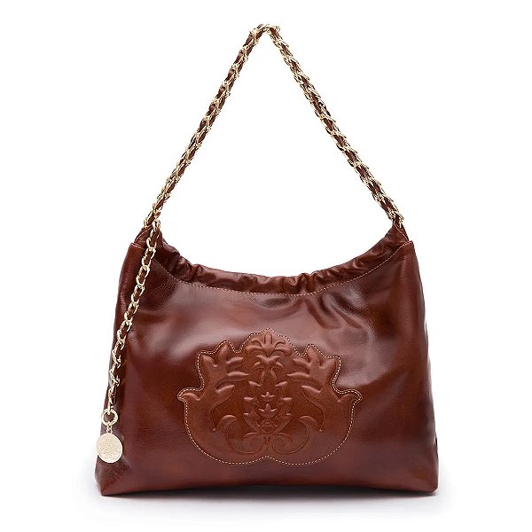 Bolsa Isla Dayse Hobo Couro Estonado Pinhão