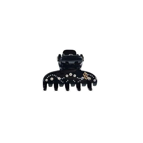 Piranha de cabelo Bianca acrílico preto com cristais p 05 178
