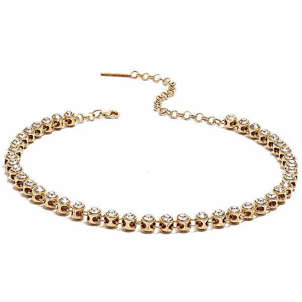 Colar Morena Canela riviera cristais swarovski ouro vintage semijoia