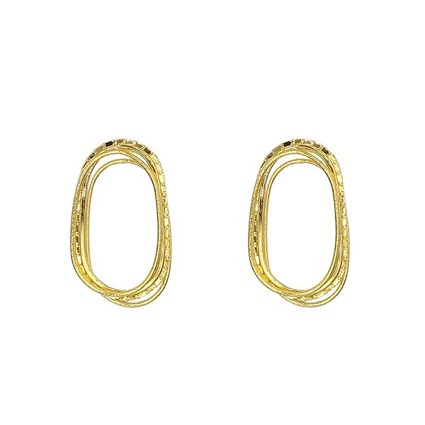 Maxi brinco Palone Design aros ovais triplos ouro vintage