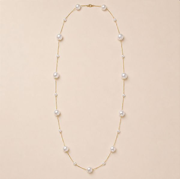 Colar Longo com Pérolas Shell Ouro