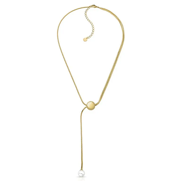 Colar Gravatinha com Pérola Shell Ouro