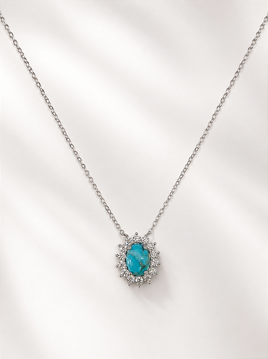 Colar Moissanite Oval Turquesa