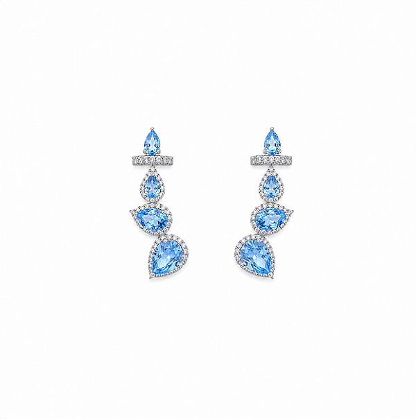 Brinco Ear Cuff Azul com Cristais e Zircônias Elaine Palma