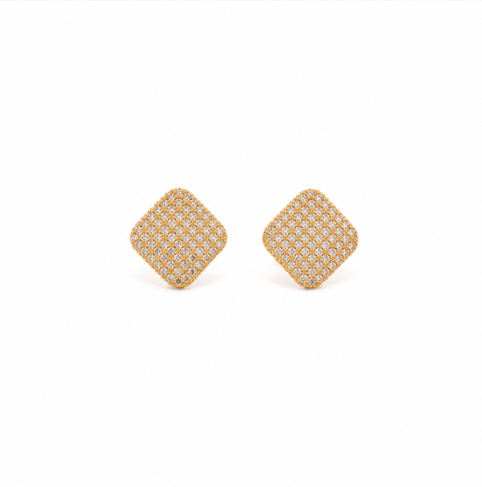 Brinco Losango com Zircônias Dourado Semijoia