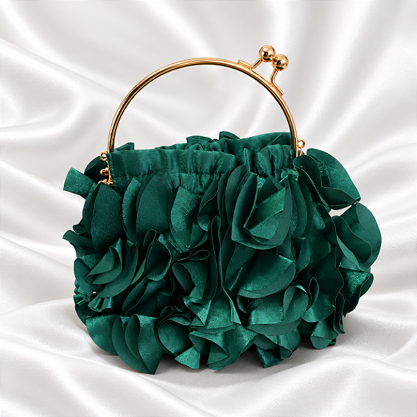 Bolsa Clutch com Pétalas Verde para Festa