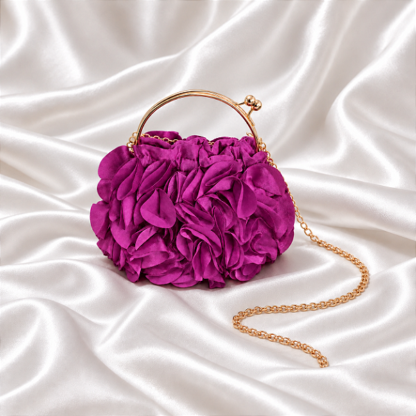 Bolsa Clutch com Pétalas Fúcsia para Festa