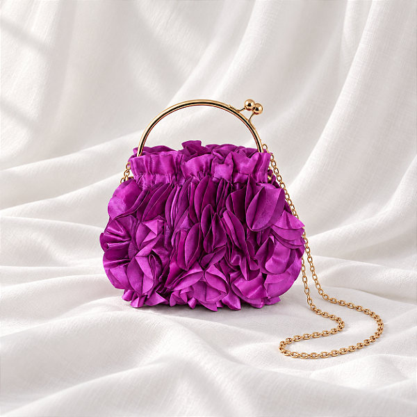 Bolsa Clutch com Pétalas Roxo para Festa