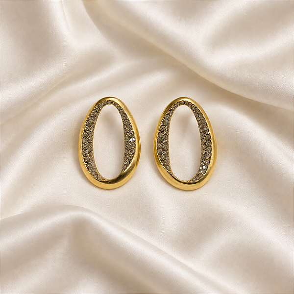 Brinco Orgânico com Cristais Ouro Vintage Nino Bran