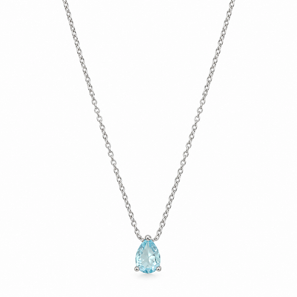 Colar Gota com Zircônia Azul em Ródio Semijoia
